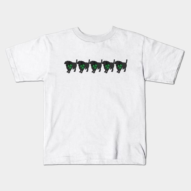 Five Dog Holding Shamrock for St Patricks Day Kids T-Shirt by ellenhenryart